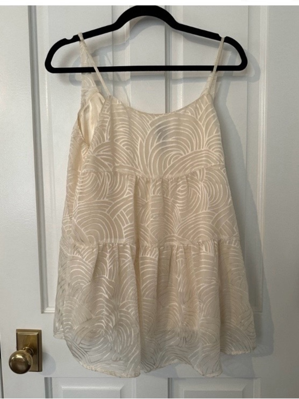 Anthropologie Swirled Cream Sheer Tiers Tank
